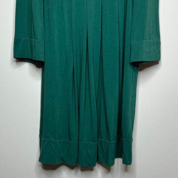 Splendid Green Pleated Babydoll Trapeze Dress Size M Pima Cotton Modal Tunic - Picture 4 of 9